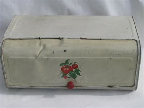 red tomato 1940s metal bread boxes|red tomato bread box, 1940s metal breadbox, vintage .